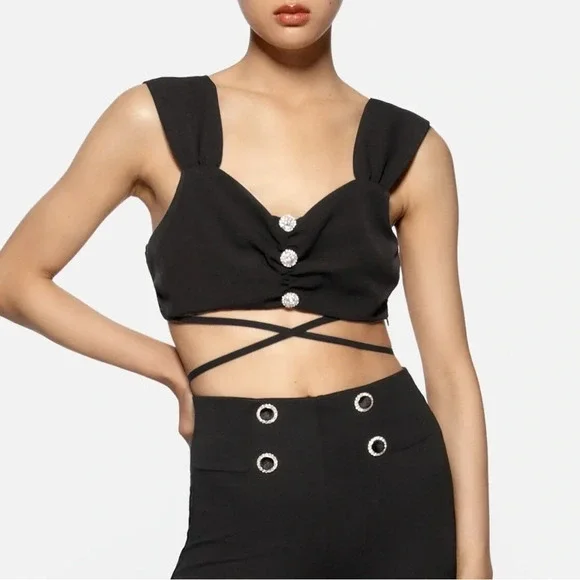 Zara crop top with diamond buttons - Picture 4 of 4